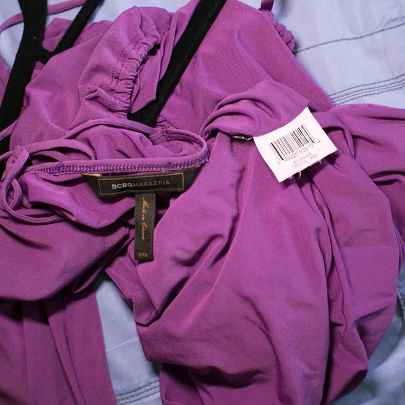 bcbg max azria purple one shoulder dress XXS - Picture 2 of 6
